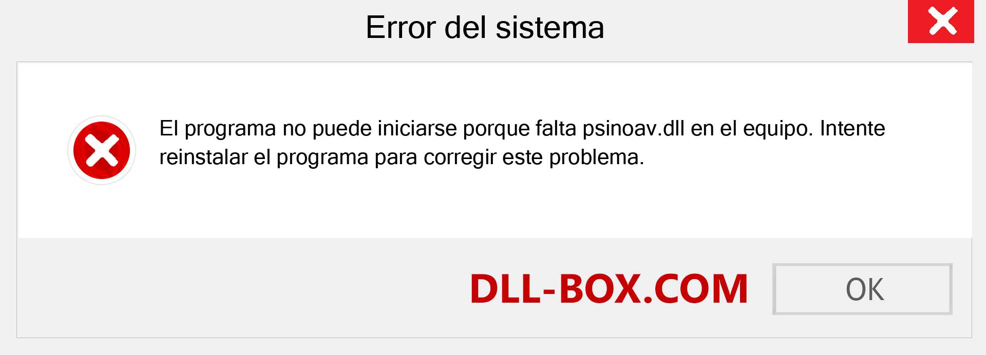 ¿Falta el archivo psinoav.dll ?. Descargar para Windows 7, 8, 10 - Corregir psinoav dll Missing Error en Windows, fotos, imágenes