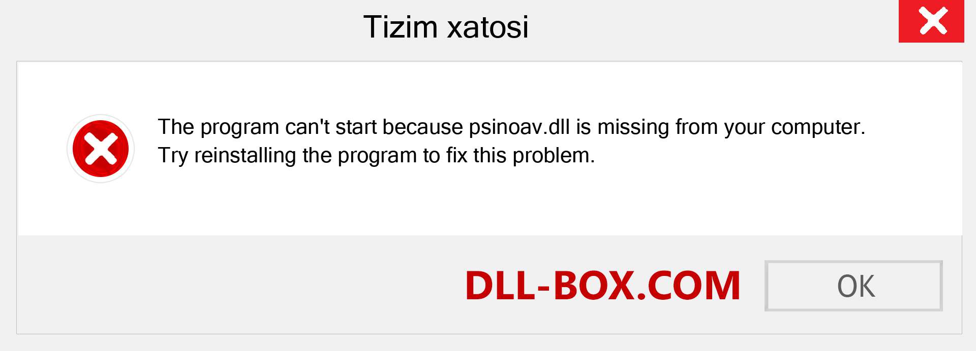 psinoav.dll fayli yo'qolganmi?. Windows 7, 8, 10 uchun yuklab olish - Windowsda psinoav dll etishmayotgan xatoni tuzating, rasmlar, rasmlar